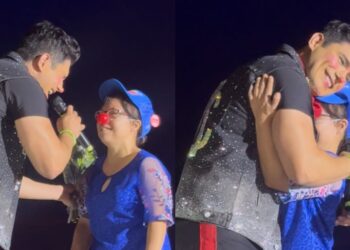 Fan sorprende a Topillo durante su presentación en La Carpa VIP