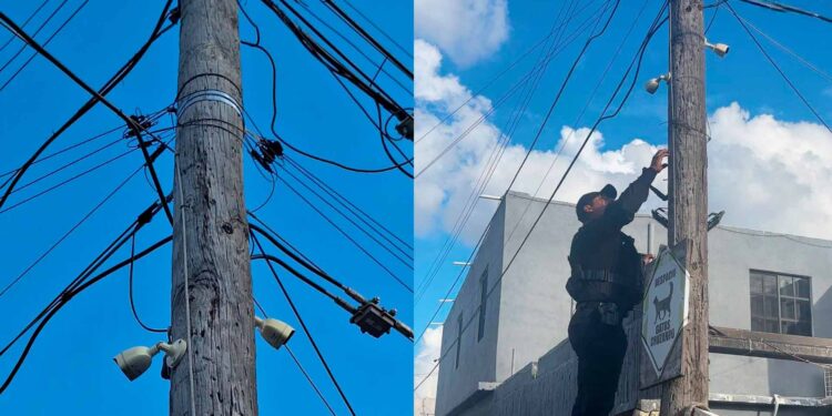 Retira Guardia Estatal cámara de videovigilancia presuntamente ligada a actividades delictivas en Matamoros