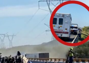 Accidente carretero con tractocamión en carretera Zaragoza-Victoria