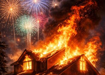 Incendio provocado por pirotecnia en zona residencial de Tamaulipas