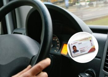 Licencia de conducir y constancia en mano de conductor en oficina