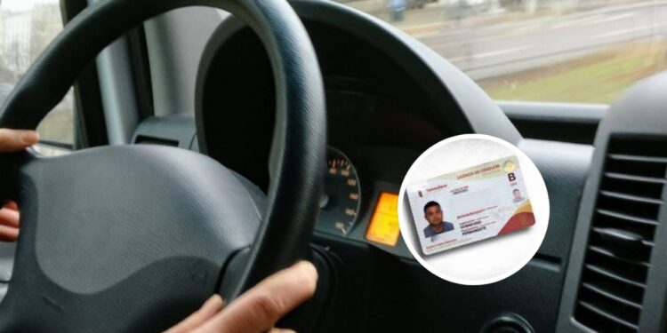 Licencia de conducir y constancia en mano de conductor en oficina