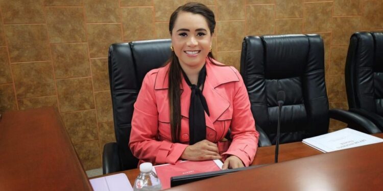 Diputada Alejandra Ang en una conferencia de prensa