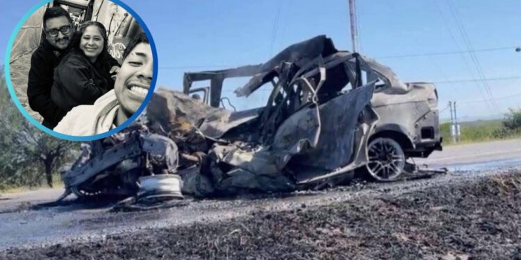 Accidente vehicular en carretera Zaragoza Victoria con vehículo incendiado