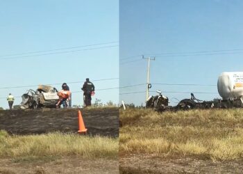 Accidente con incendio en carretera Victoria Zaragoza