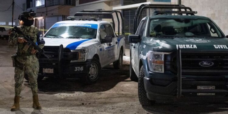 escena de operativo policiaco en zona centro de Maltrata