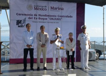 Hunden ex buque Onjuku frente a costas de Tamaulipas para fortalecer arrecifes artificiales